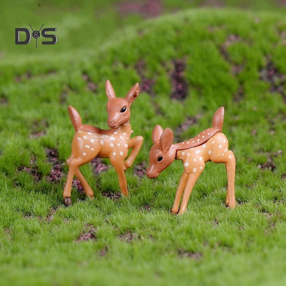 Lovely Couple Deer Mini Craft Micro Landscape Bonsai Garden Home Decor