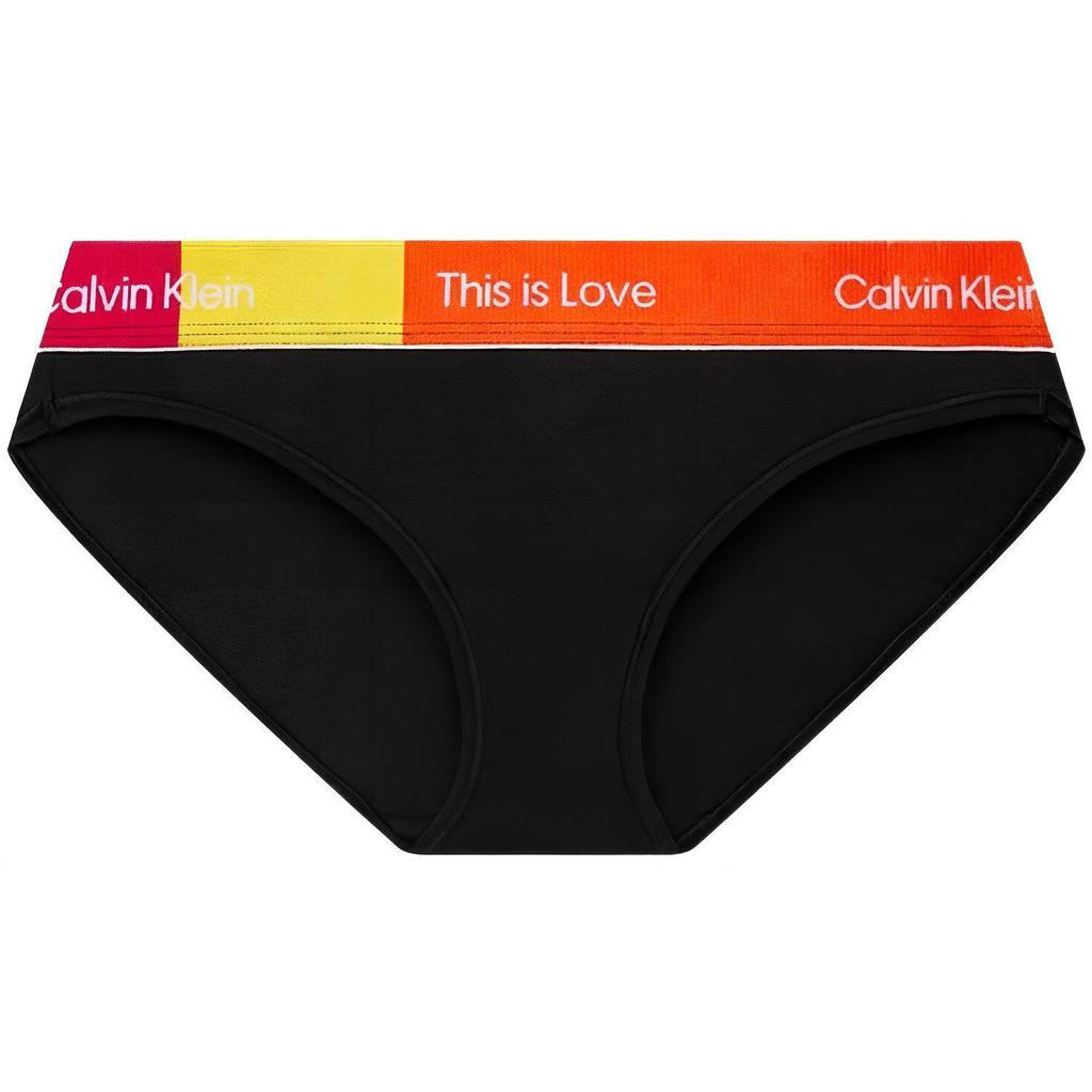 Calvin Klein Коллекция Rainbow SS23 с вышитым логотипом средней посадки, сексуальные треугольные трусы, женское нижнее белье, космический черный QF7256AD-UB1