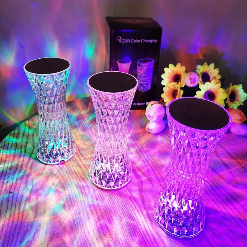 Magic 16 Color Touch Lunes Table Night Lamp Aesthetic Led Rgb Crystal Crystal Rose Lamp With