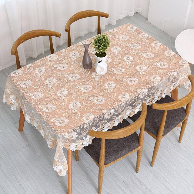 Новая скатерть из прозрачной стеклянной пряжи с вышивкой в европейском стиле, кружевное покрытие, моющаяся скатерть для чайного столика