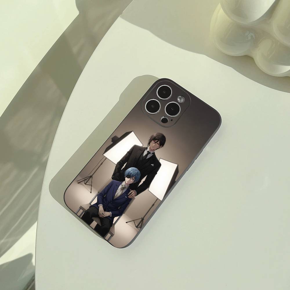 Классическое аниме-B--Черный дворецкий Чехол для телефона для iPhone 17,16,15,14,13,12,11 Pro Max, Легкий и практичный Мягкий черный чехол