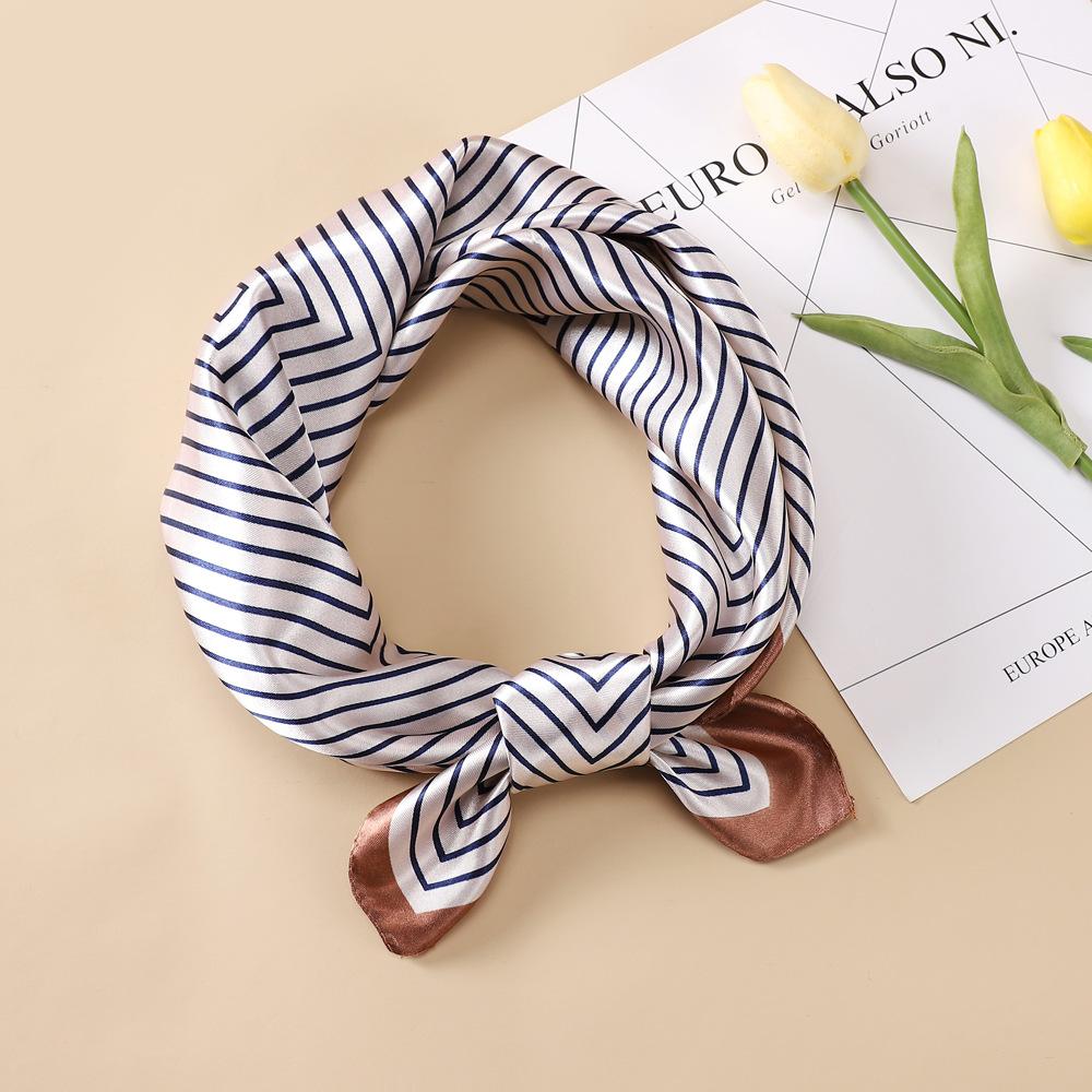 Атласный маленький квадратный шарф 60 см шелковый шарф полосатый шарф с принтом декоративная повязка на голову модный женский шелковый шарф