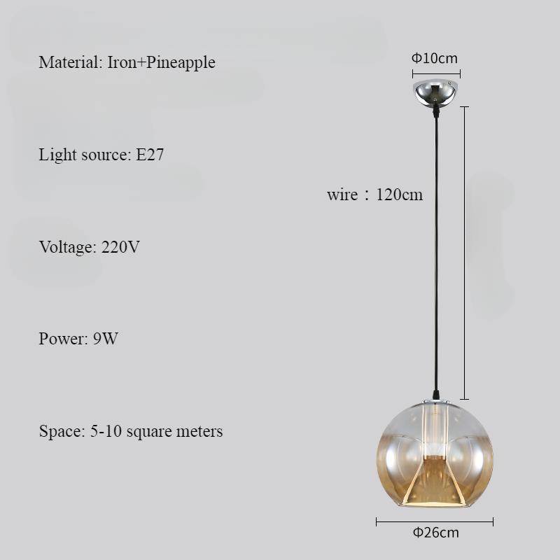 Amber Circle Glass Bauhaus Pendant Lamp Vintage Americano Restaurant Ristorante Hot Pot Regolabile Chandelier Led Bulb Luster