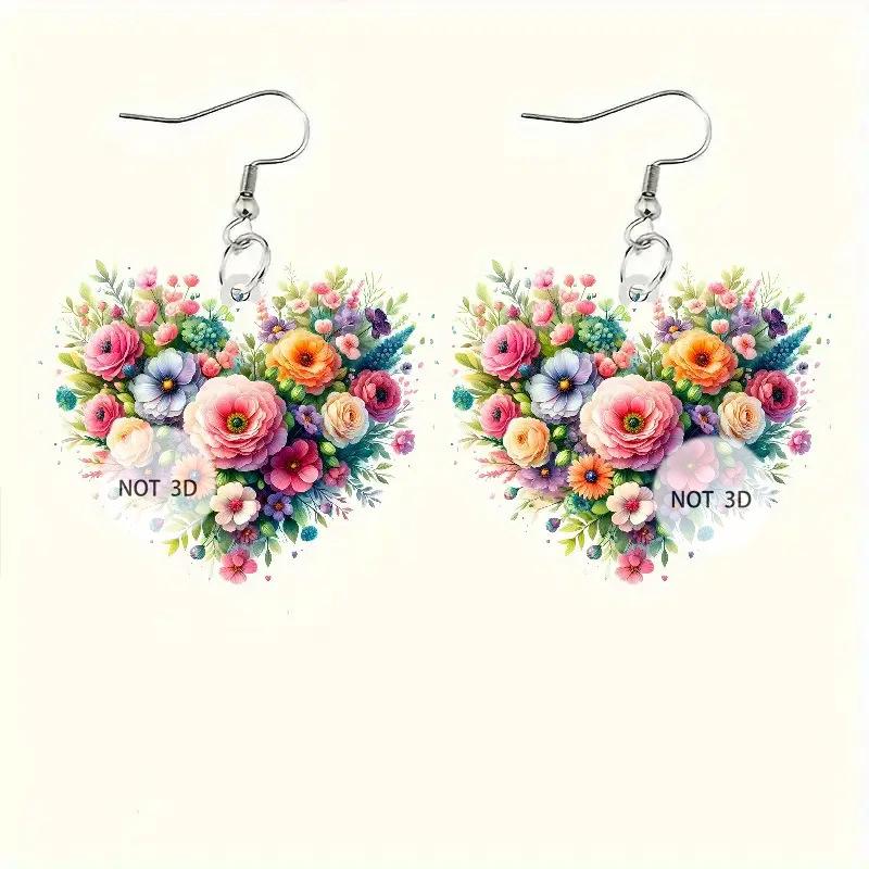 Романтичные серьги-сердечки в виде цветка