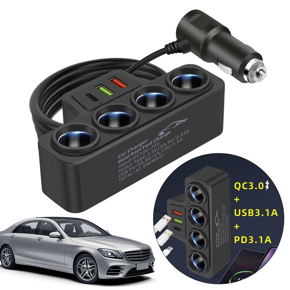 120W 4 Way Cigarette Lighter 12V/24V Socket Splitte High Quality Car Cigarette Lighter Adapter Car