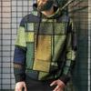 Vintage Hoodies for Men 3D Plaid Print Colorful Hoodie Sweatshirts Long Sleeve Pullovers Street Mens Clothes Casual Unisex Tops