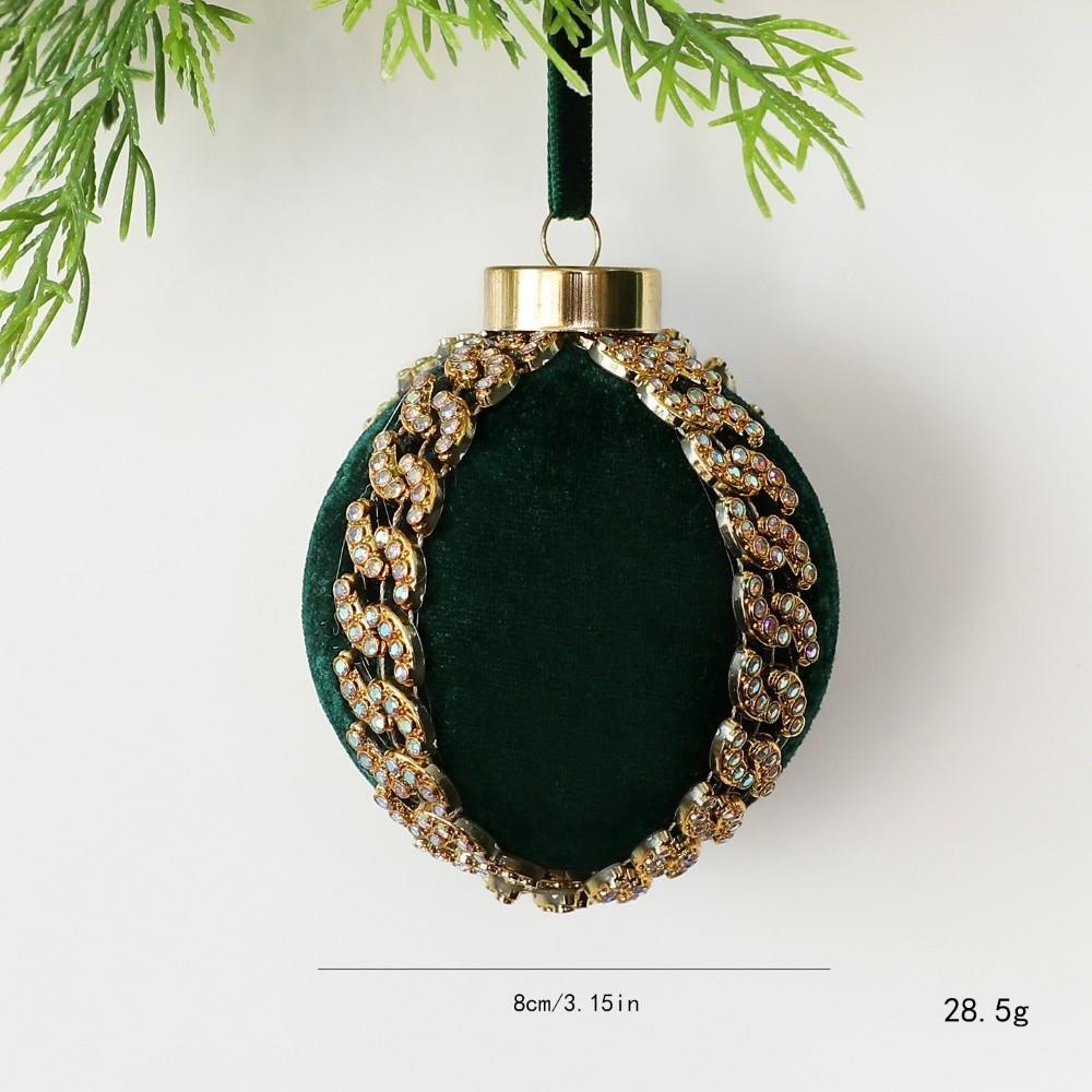 Flocked Velvet Velvet Christmas Ball 8cm Diameter Rhinestone Christmas Balls Party Decoration