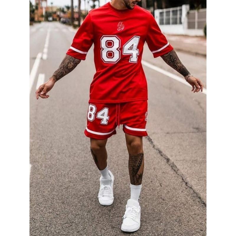 Комплект из 2 предметов уличной моды с короткими рукавами, летняя повседневная мужская футболка для спорта на открытом воздухе, мужские пляжные шорты с 3D-принтом