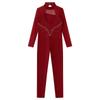Children Girls Fashion Leotard Long Sleeve Round Collar Hollow Back Skating Performance Jumpsuit