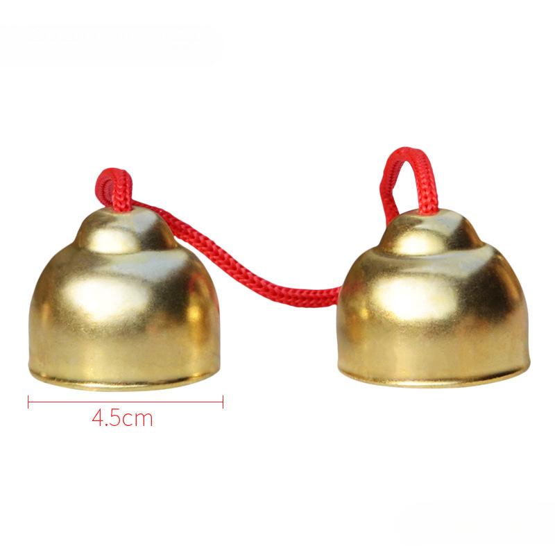 Jingle Bells Musical Instrument for First-Grade Music Class - Wooden Handle & Red Rope Copper-Plated Bell