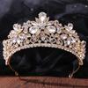 DIEZI New Baroque Korean Gold Color Crown Hair Accessories Luxury Crystal Tiara For Women Wedding Headdress Bridal Hair Zircon