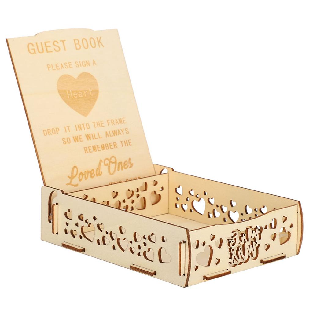 Wooden Guest Book Message Box Gift Card Holder Romantic Wedding Signature Supplies