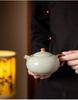 Antique Style Beige Ceramic Teapot for Gongfu Tea Brewing