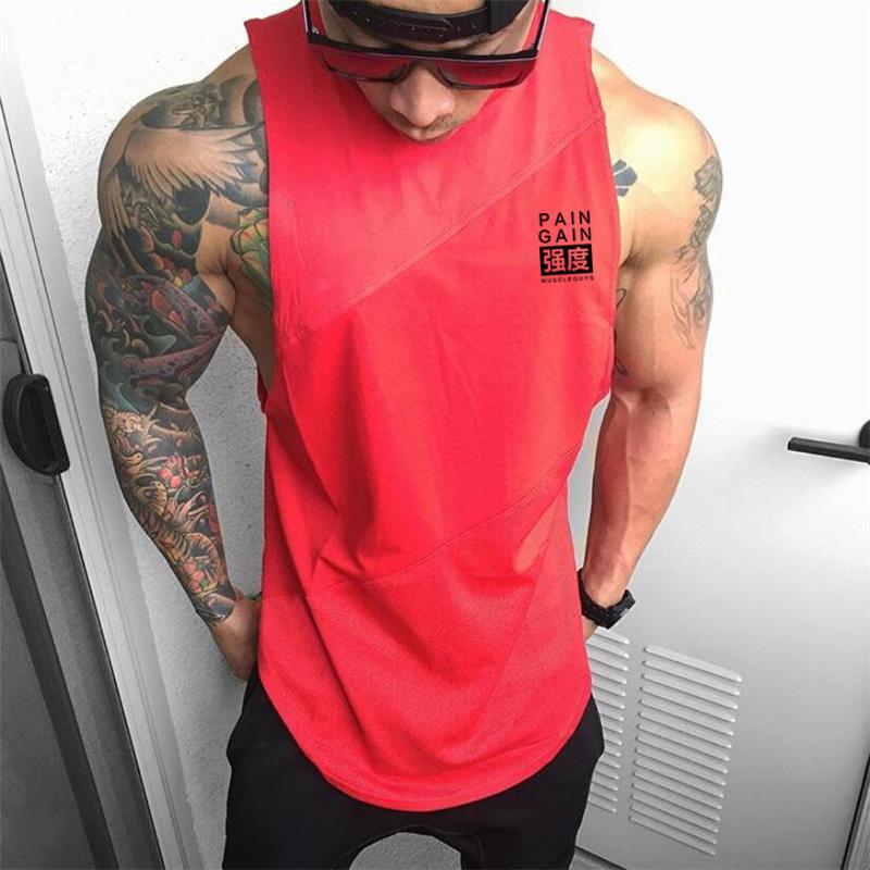 Muscleguys Лоскутная одежда для фитнеса из хлопка и сетки Новая молодежная модная спортивная одежда без рукавов дышащая мужская майка для бодибилдинга