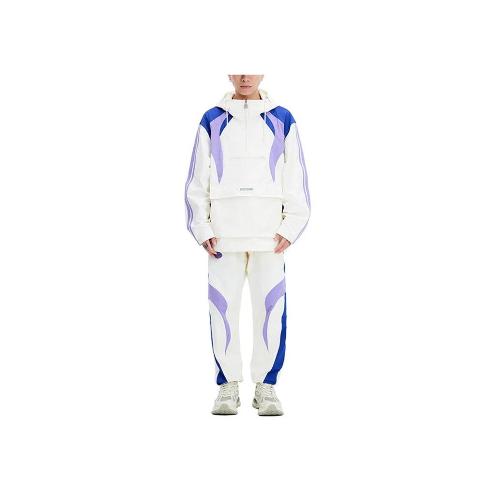 Li Ning Reignite Series Color Block Hooded Pullover Loose Sports Windbreaker Unisex Windbreaker Off-White AFDU273-2