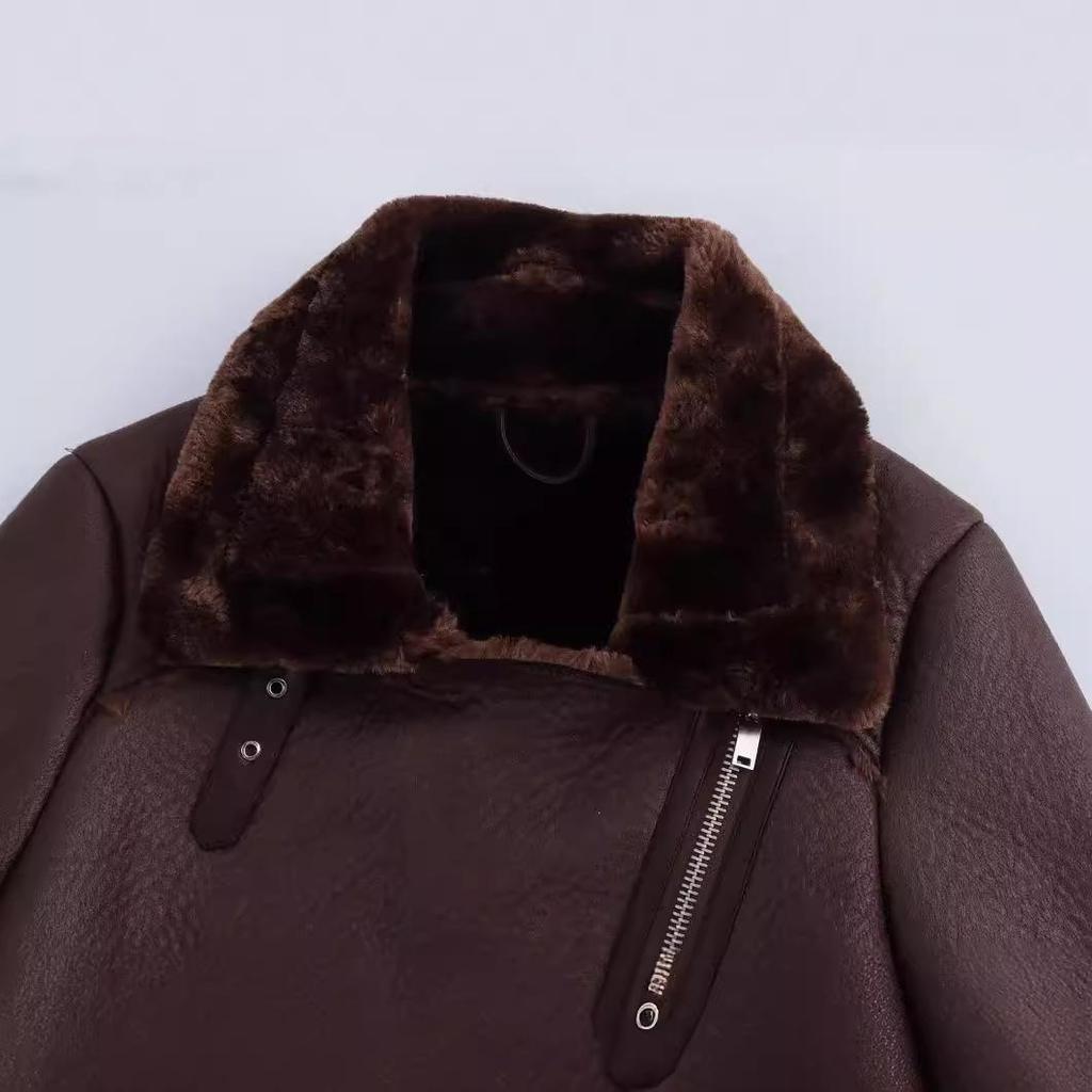 Женская двусторонняя дубленка в европейском и американском стиле, черная, осень 2024, стиль 2969241