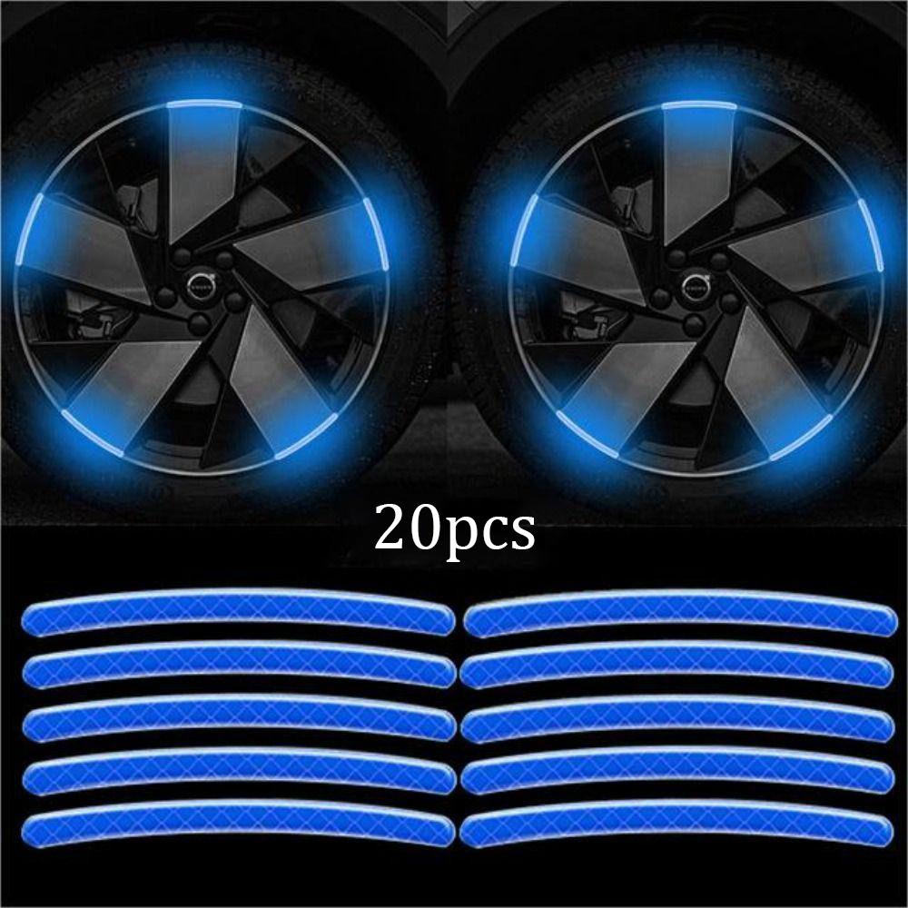 20 шт. Светоотражающая наклейка на ступицу колеса Универсальная флуоресцентная светящаяся лента-полоска Наклейки для автомобиля и мотоцикла Безопасность при ночной езде