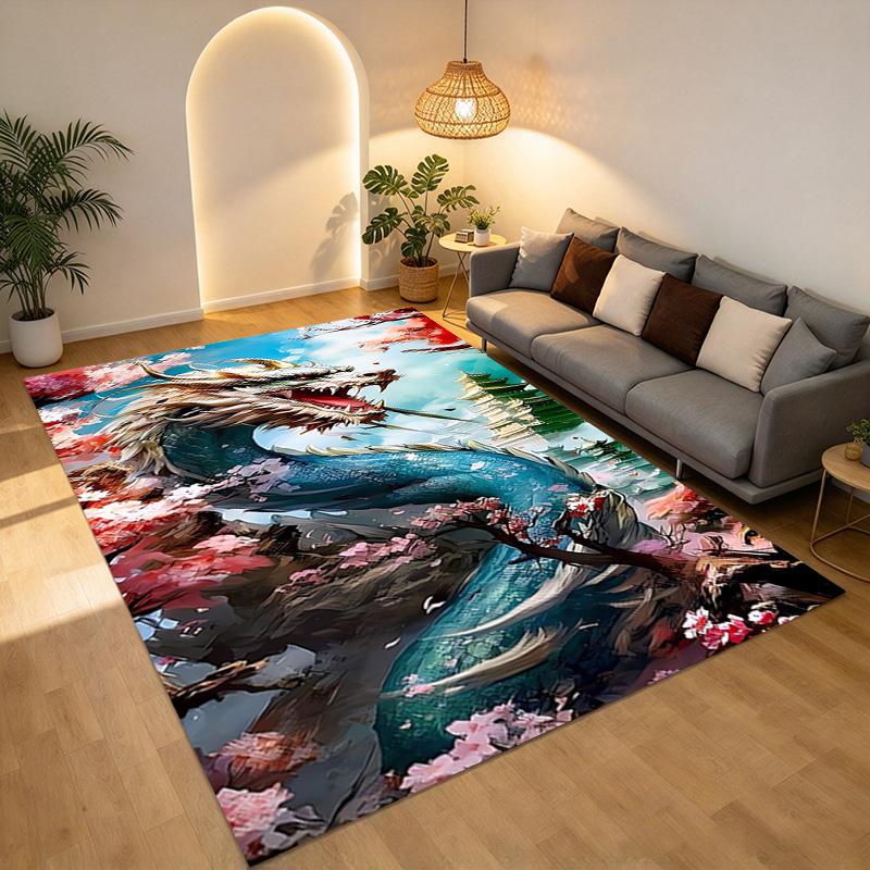 Dragon Blossom Living Room Nonslip Area Rug Soft Carpet For Bedroom Game Playroom Sofa Office Home Decor Doormat Christmas Gift C9302143