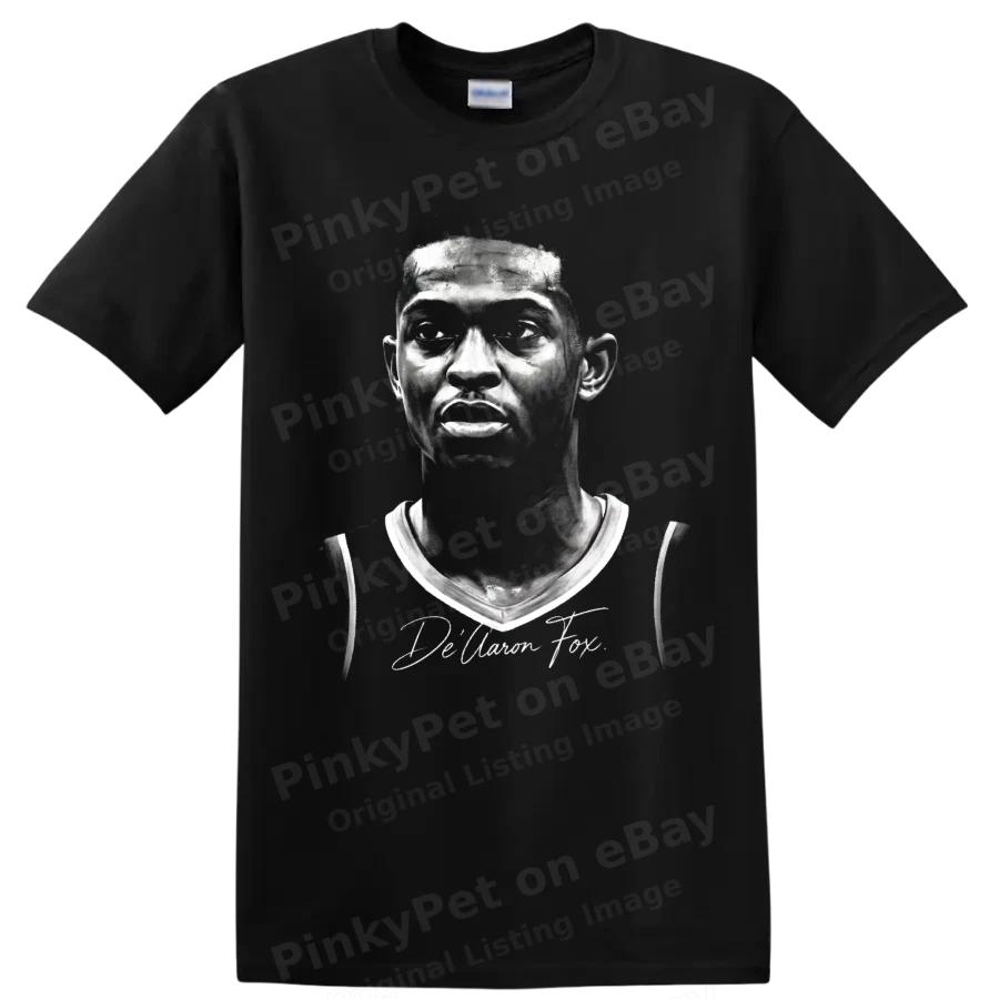 DeAaron Fox Basketball Player Portrait T Shirt Number 5 Black Fan Graphic Tee
