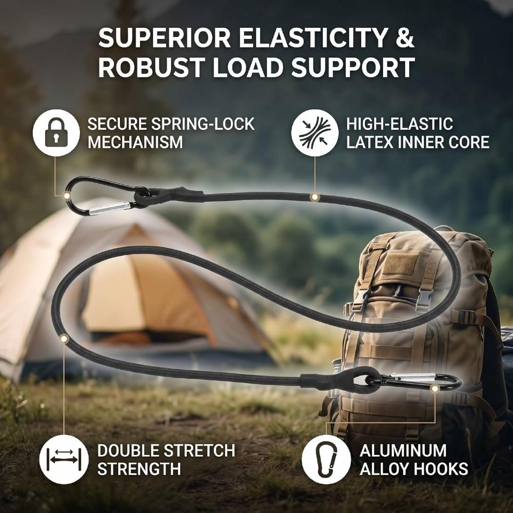 4pcs Quick Attach Bungee Cord Double Stretch Elastic Rope Lightweight Bungee Rope Outdoor