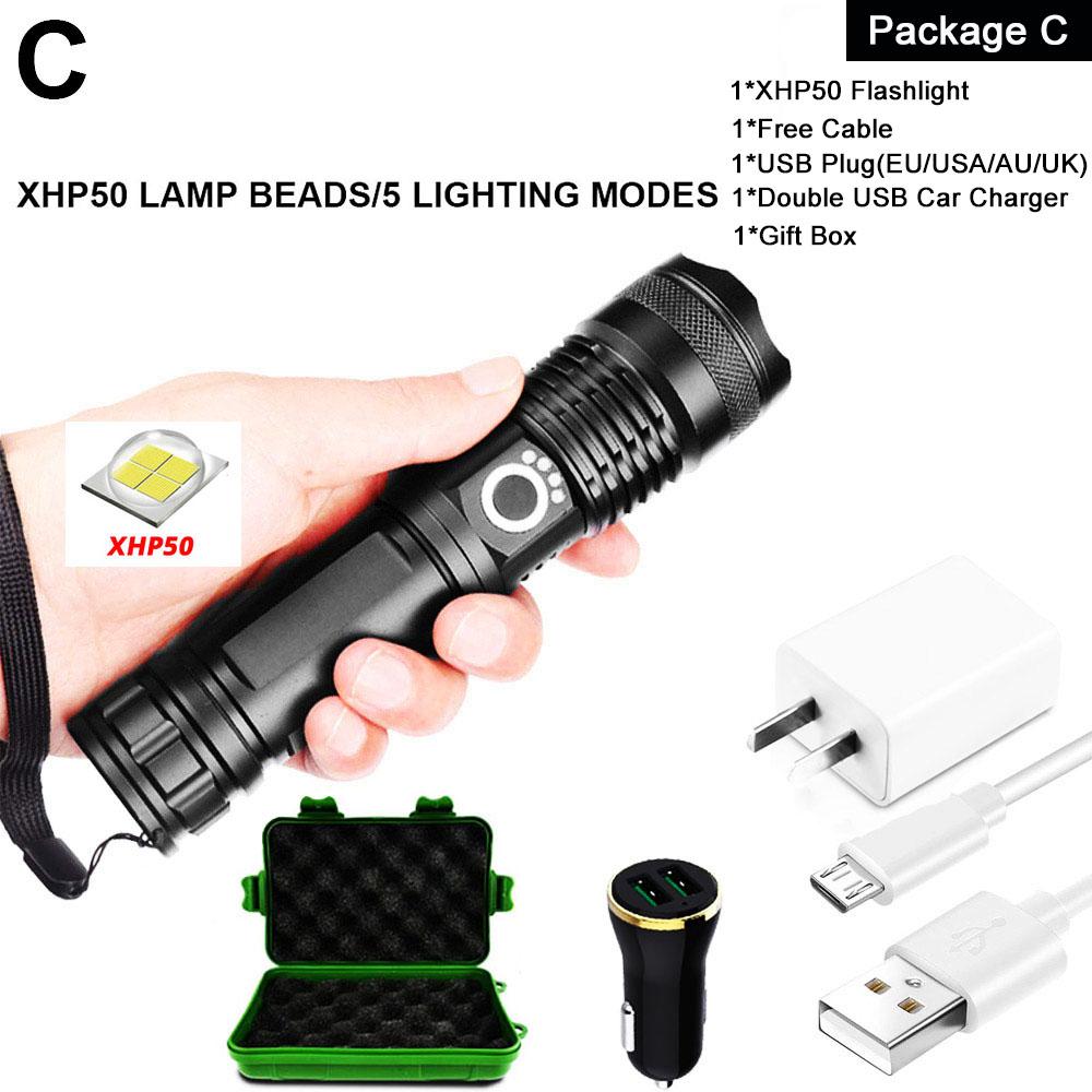 ZK20 Дропшиппинг USB Перезаряжаемый XHP90 COB Мощный Светодиодный Фонарь Масштабируемый Красный Фонарь 18650 26650 Сенсорный Переключатель Фонари