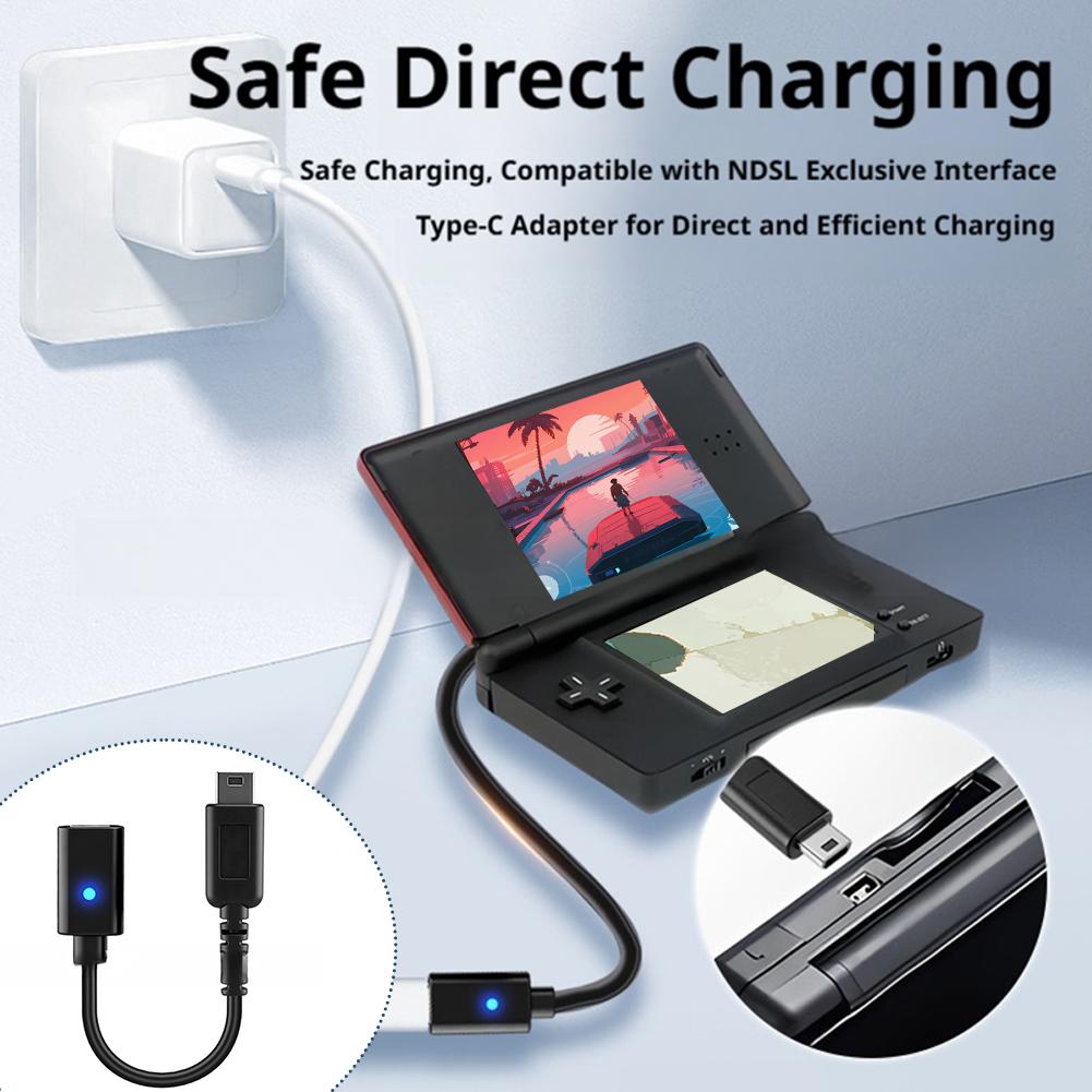 Зарядный кабель USB Type C для игровой консоли Nintendo 3Ds Ndsi 2Ds Xl, адаптер-шнур со светодиодным индикатором, шнур питания