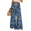 Женские летние брюки-палаццо в стиле бохо с высокой талией, широкие повседневные брюки с цветочным принтом и карманами