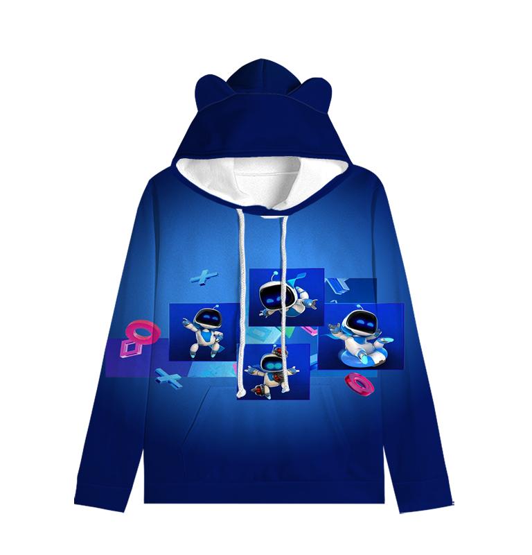 Толстовка с капюшоном «Кошачьи ушки» в стиле астронавта, уличная одежда для детей, пуловер с ушками в космическом стиле, мягкая унисекс-верхняя одежда для малышей