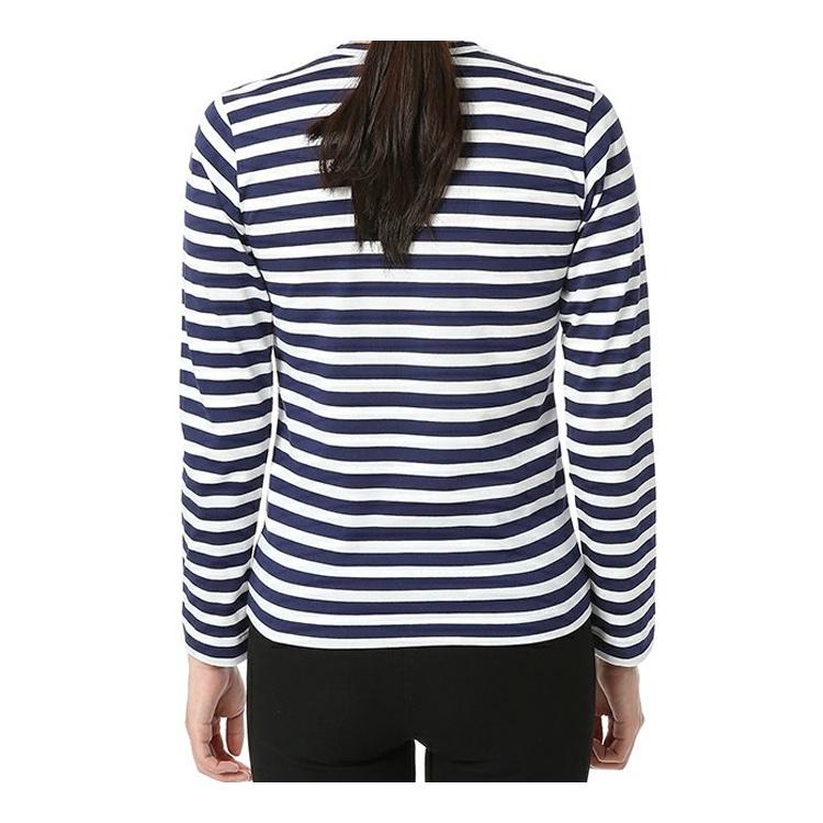 Comme des Garçons PLAY (WMNS) COMME des GARCONS PLAY Полосатая футболка с маленьким логотипом, длинный рукав 'Синий Белый' Женская AZ-T009-051-1