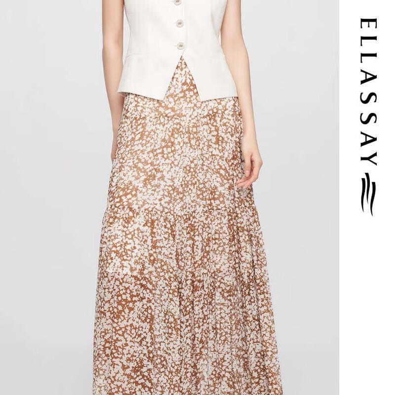 ELLASSAY Pleated Print Mid-Length Elegant Skirt