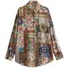 Fashion Style Winter New Women's Clothing Temperament Wild Patchwork Print Silk Satin Texture Shirt 9314285 330
