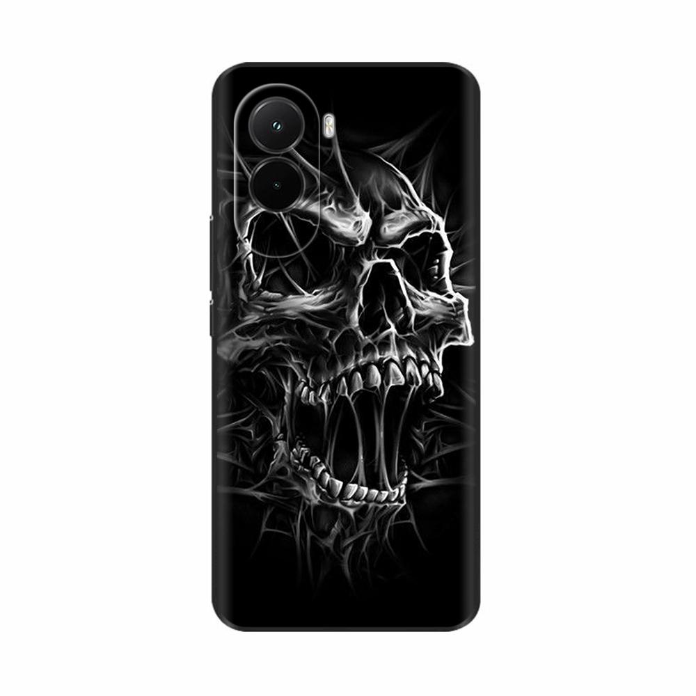 Чехол для телефона Xiaomi Poco M7 4G, мягкий силиконовый ТПУ задняя крышка для Poco M7 Pro 5G, ультратонкие чехлы с рисунком Цветок Череп