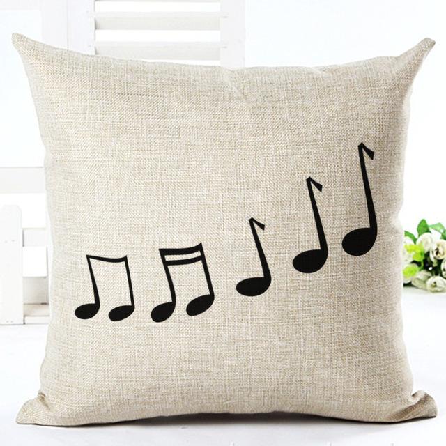 Retro Note Cushion Cover Cotton Linen Creative Vintage Musical Notes Decorative Pillowcase Piano Pillow Case For Sofa Cover Zt62