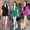 Women's Summer Suit Set Short Sleeved Casual Suit Jacket+shorts Solid Color Simple Commuting Two-piece Set