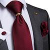 Men‘s Tie Set Solid Color Silk Tie Handkerchief Cufflinks Alloy Ring Formal Wedding Tie for Men