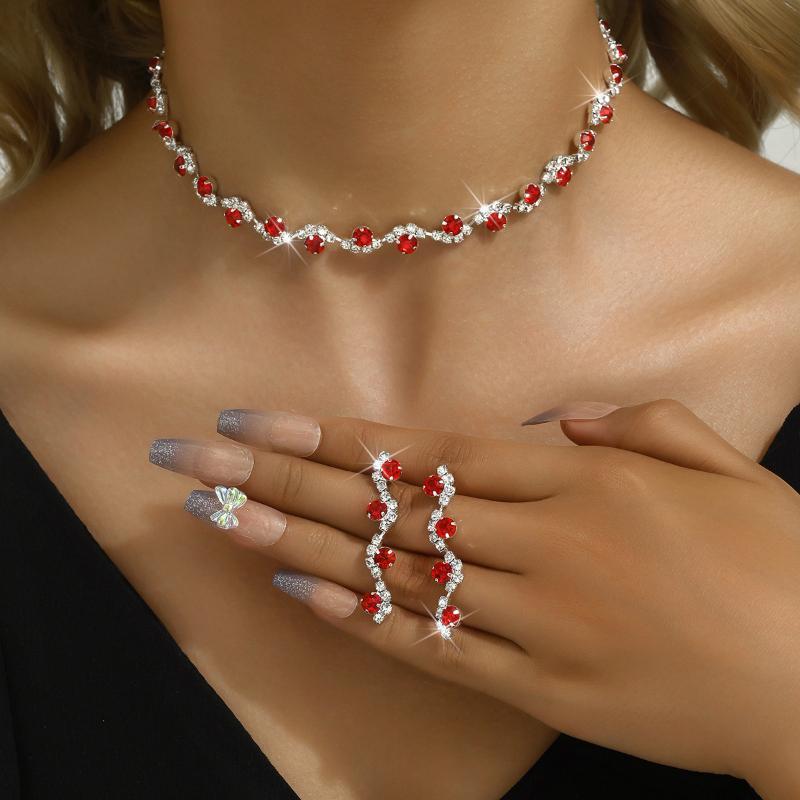 GemChic Женские новые изысканные цветные хрустальные стразы сверкающие ожерелье ключицы серьги комплект из двух предметов подарок на день рождения Рождество ювелирные изделия