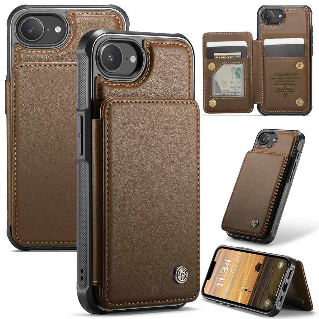 For iPhone 16e Phone Case CASEME C22 Leather Back Cover with RFID Blocking Card Slots