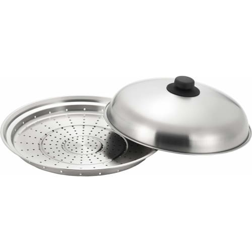 Yoshikawa Steamer for Frying Pans, Fits 28-30cm Frying Pans, Steaming Plate, Made in Japan, Stainless Steel, Easy Steaming on Frying Pan, Steaming Pla