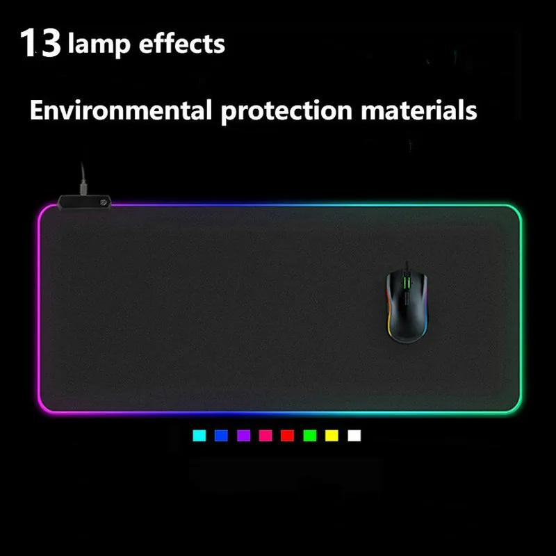 LED Light Gaming Mouse Pad RGB Large Keyboard Cover Non-Slip Rubber Base Computer Carpet Desk Mat PC Game Accessories