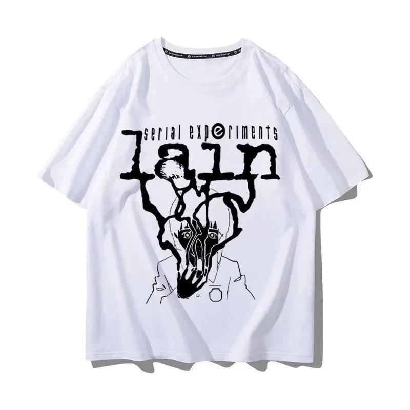 Футболка из хлопка Series Experimental Lain, японское аниме, унисекс, мужская, женская, уличная одежда y2k, персонализированный топ с мангой, графические футболки