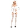 Sexy Underwear New Women's Transparent Jacquard Sexy One-piece Mesh Garment Suspenders Pantyhose Hollow Long-sleeved Garters