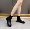 Модные женские ботильоны с круглым носком, на среднем каблуке, осенне-зимние, с плюшем/без плюша, на задней молнии, с мягкой подошвой, облегающие ботильоны, Zapatos Mujer