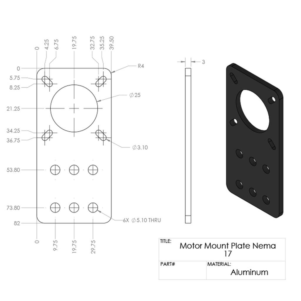 NEMA17 Stepper Motor Mount Plate 3D Printer Aluminum Alloy Stepper for NEMA 17 Stepper Motors/V-Shape Linear