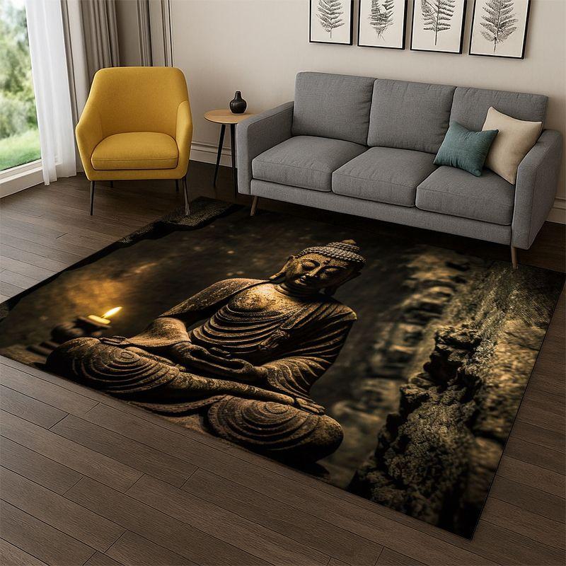 Buddha Shakyamuni Faith Cartoon Carpet Rug for Bedroom Living Room Sofa Playroom Doormat Home Decor,Kid Game Area Rug Non-slip