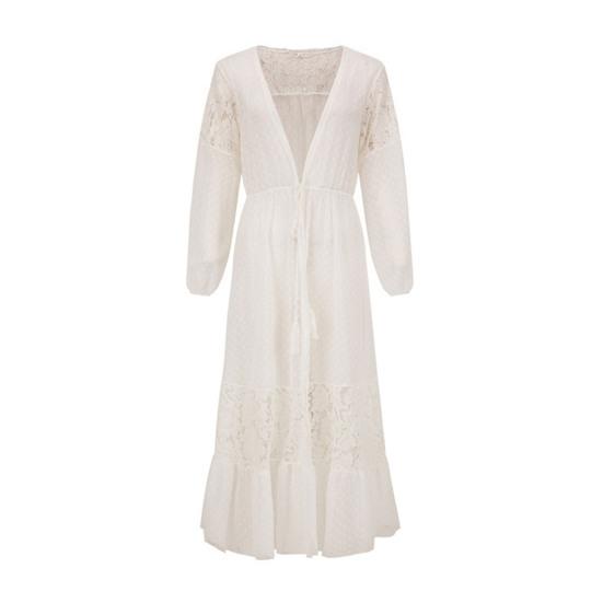 Летнее бикини, прозрачное кружевное тонкое кардиган с длинными рукавами и кисточками, солнцезащитный крем, лоскутное платье макси на шнуровке, летнее пляжное платье, женская одежда