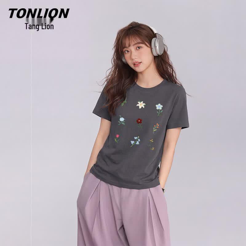 Женская охлаждающая футболка TonLion с цветочным принтом
