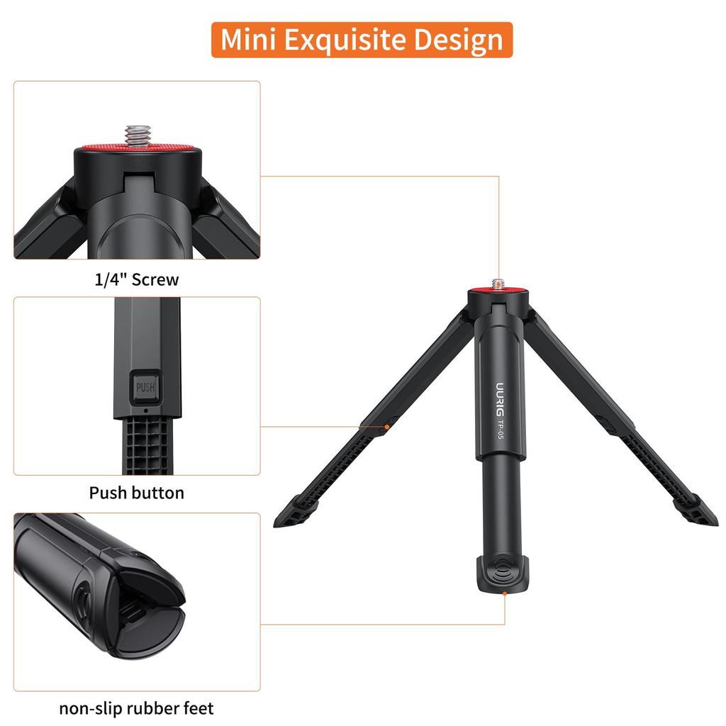 UURIG Extendable Table Tripod Adjustable Height with 1/4 Screw