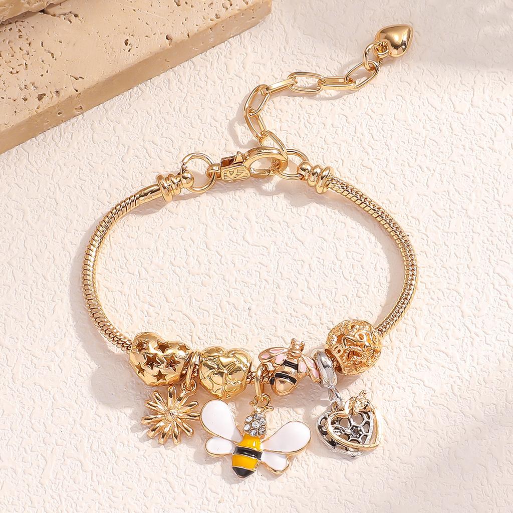 1 штука модной циркониевой браслета в стиле семьи Пан, женский браслет с подвеской в виде пчелки, нишевый браслет
