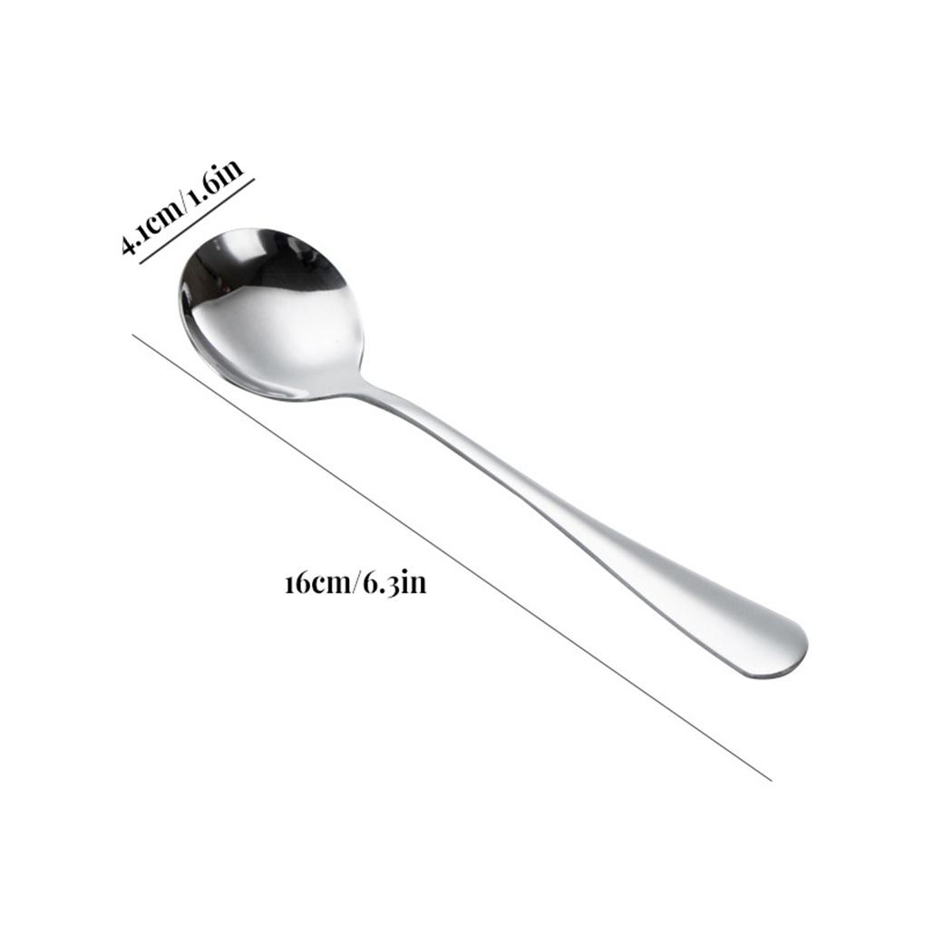 Round Spoons with Long Handle Stainless Steel Coffee Tea Ice Cream Flatware Portable Teaspoon Accessory for Household