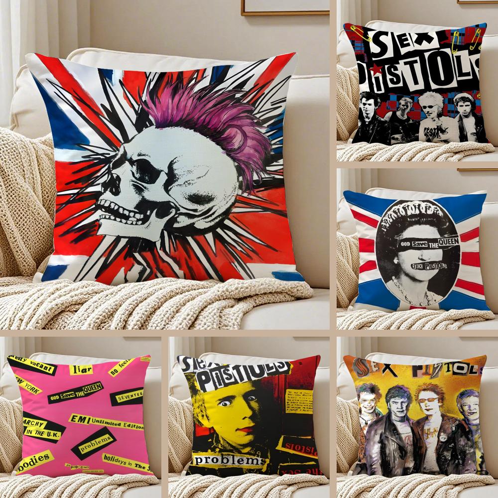 Punk British Rock Band SSex PPistols Cushion Cover Pillowcase Antidustmite Invisible Zipper Short Plush Sofa Cushion